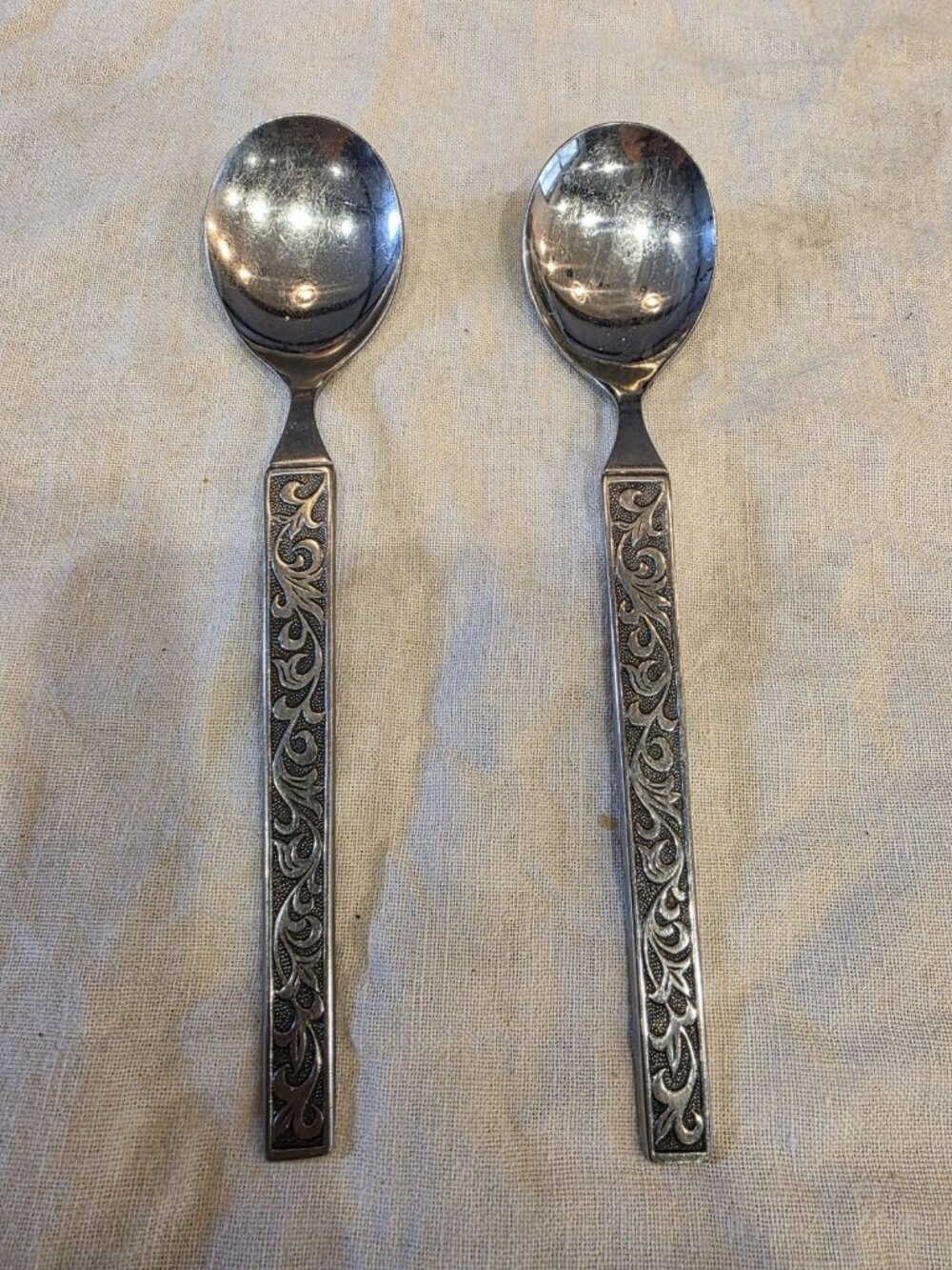 Set of 2 Vintage Riviera MONTEREY Stainless Silverware Flatware 6" Soup Spoons